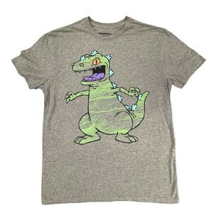 Nickelodeon Reptar Rugrats T-Shirt Gray Graphic Tee‎ Cartoon Dinosaur Large NEW